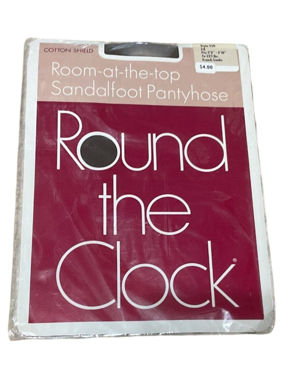 VTG NIP Round The Clock Sandalfoot Pantyhose 2X French Smoke Room-At-The-Top